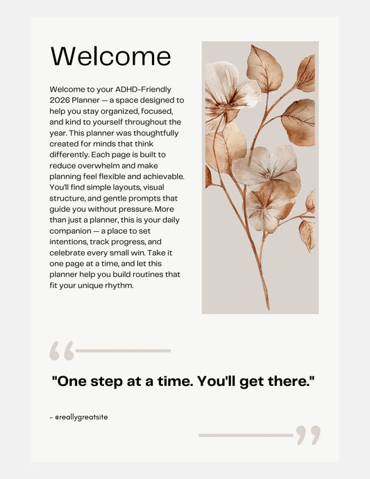 ADHD Planner Welcome Page