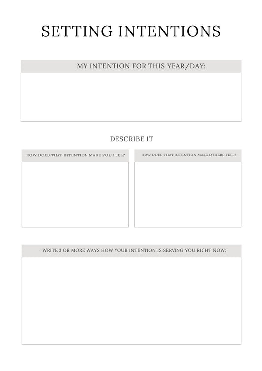 Setting Intentions Page