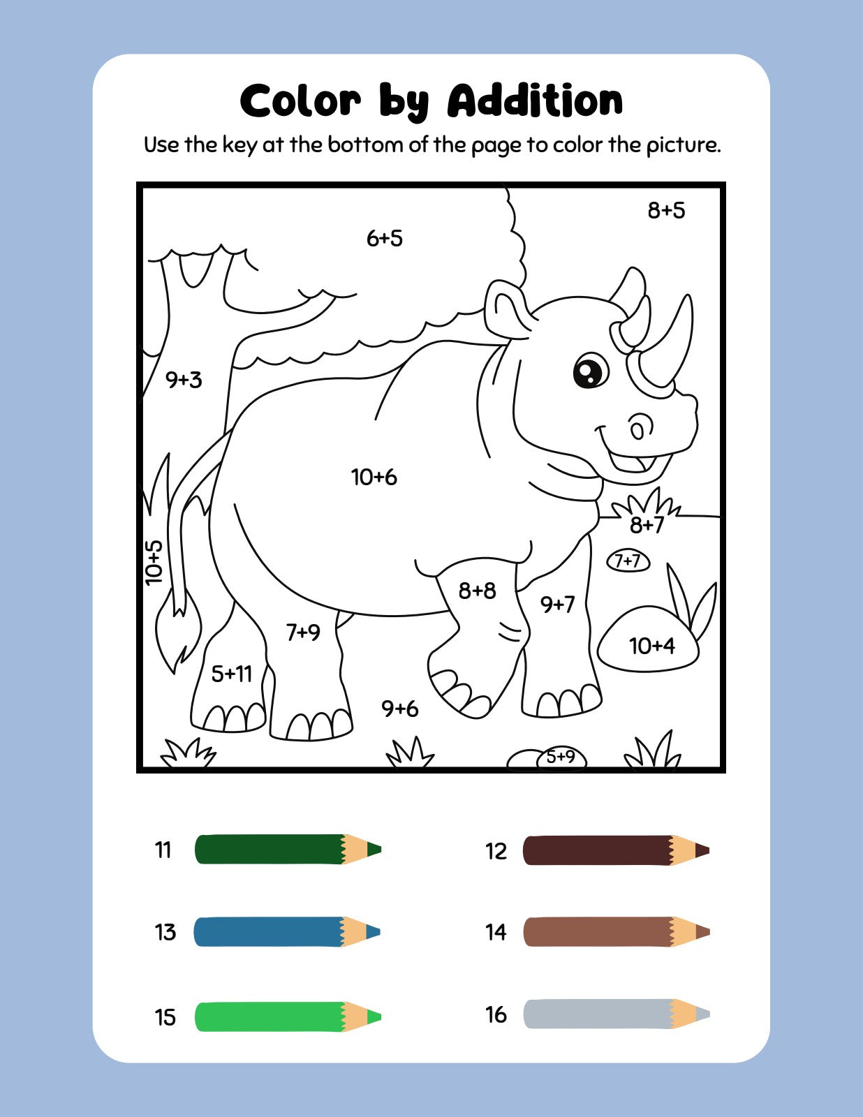 Color by Addition math activity