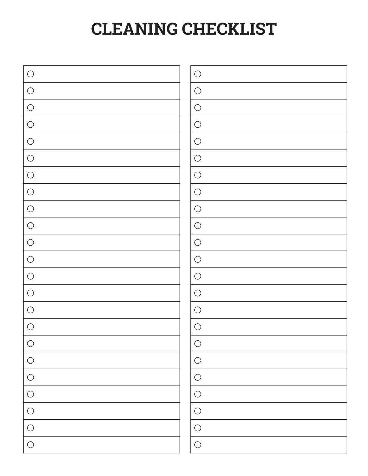 Cleaning Checklist Page