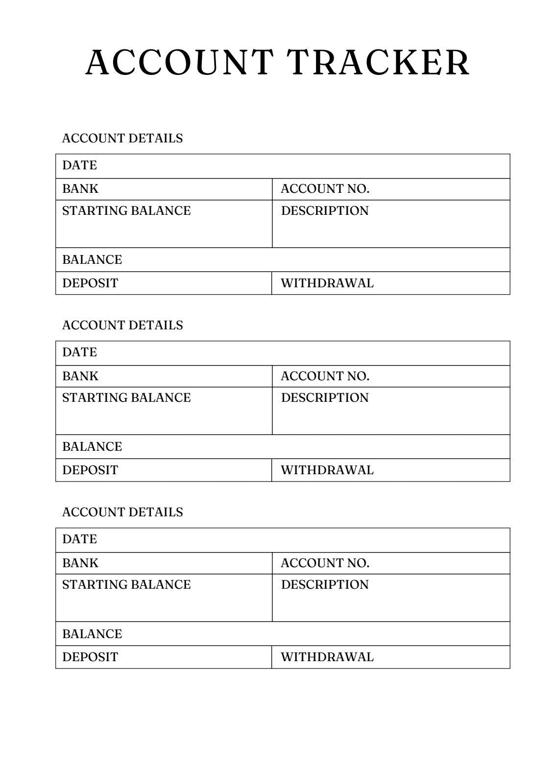Account tracker page