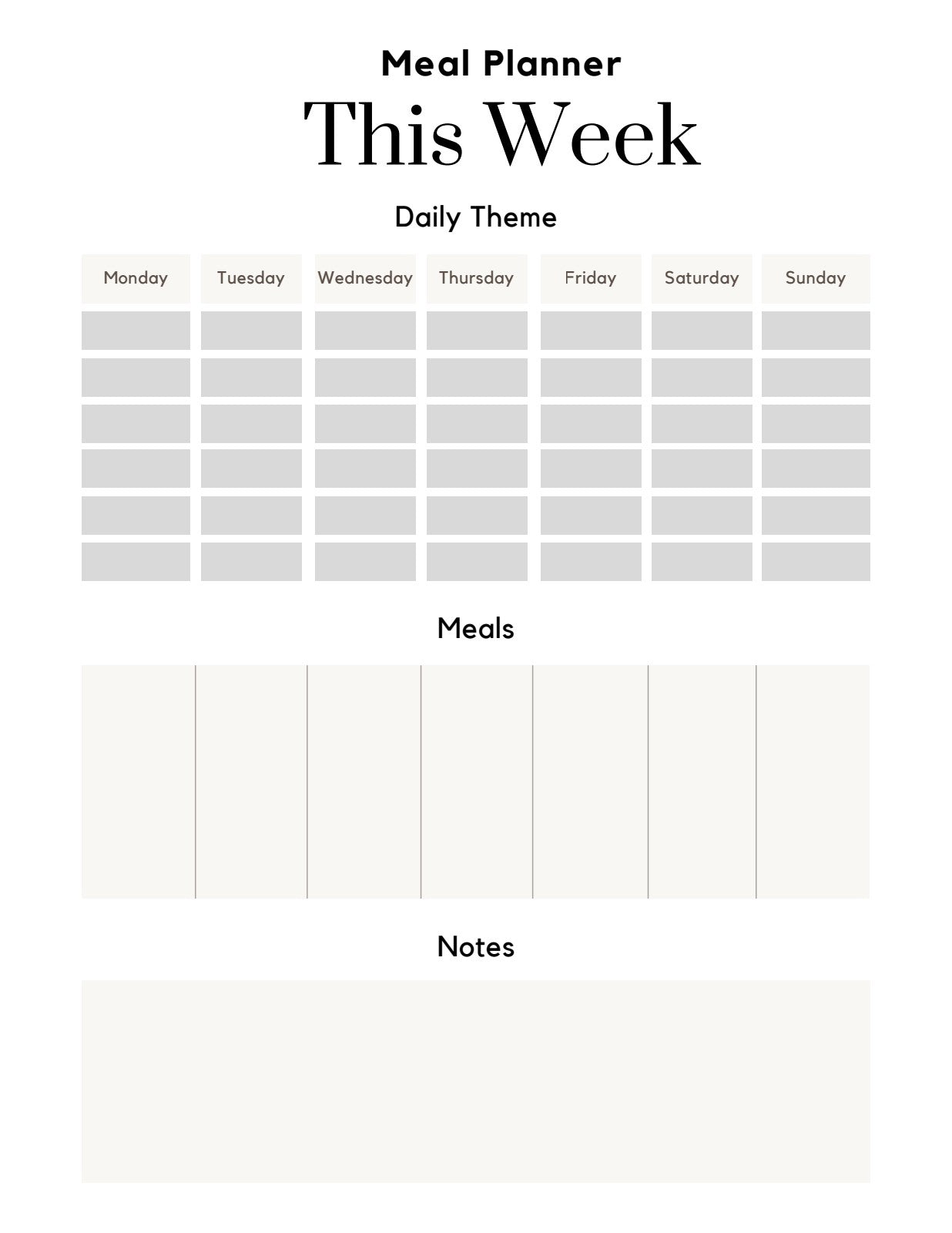 This week meal planner