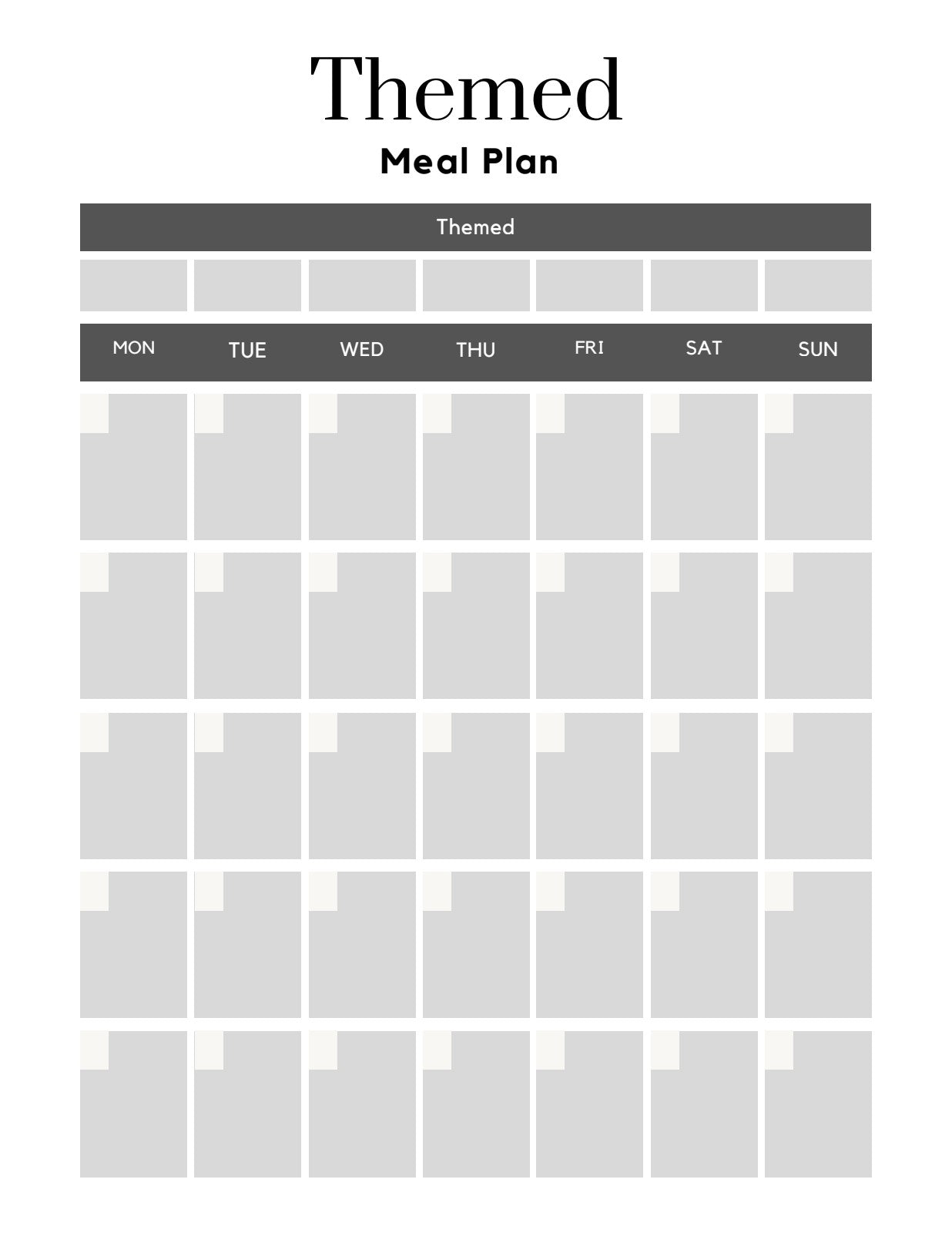 Themed meal plan template