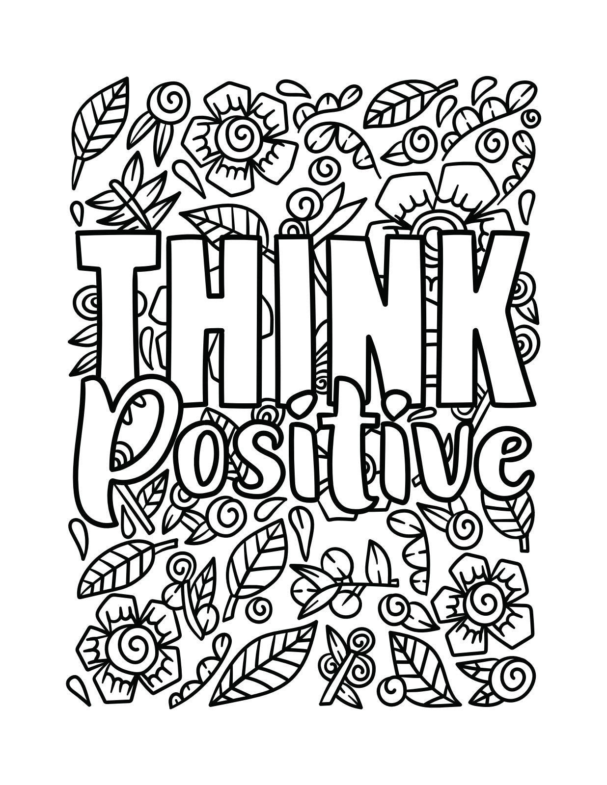 Think Positive coloring page