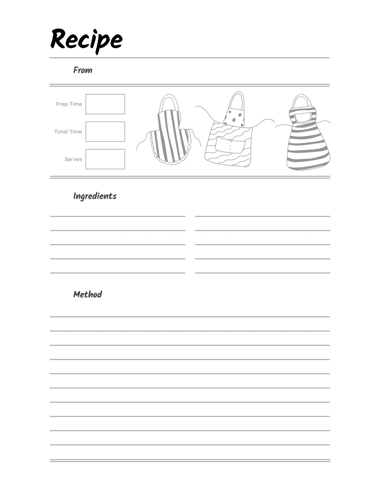 Recipe template page