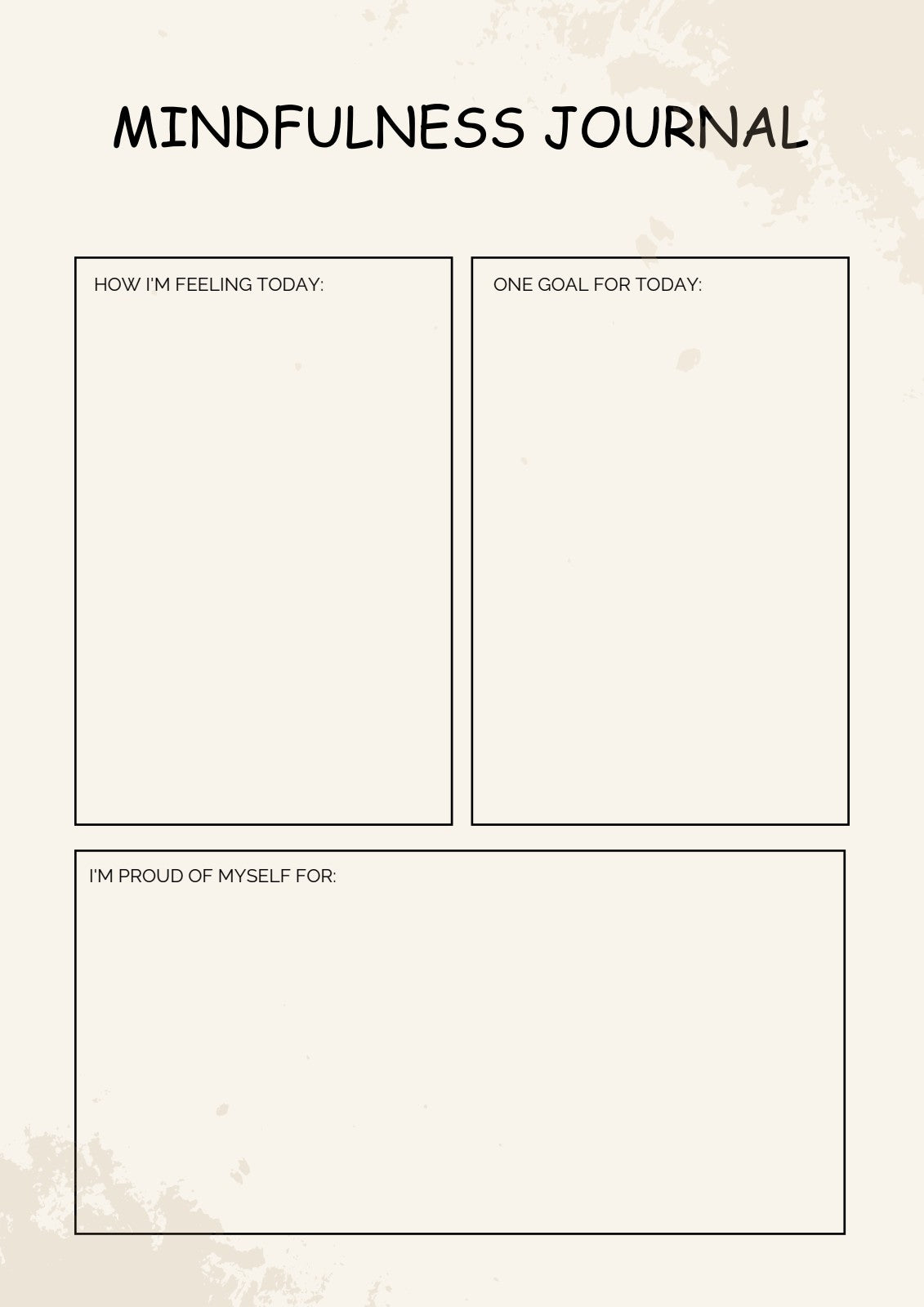 Mindfulness journal page