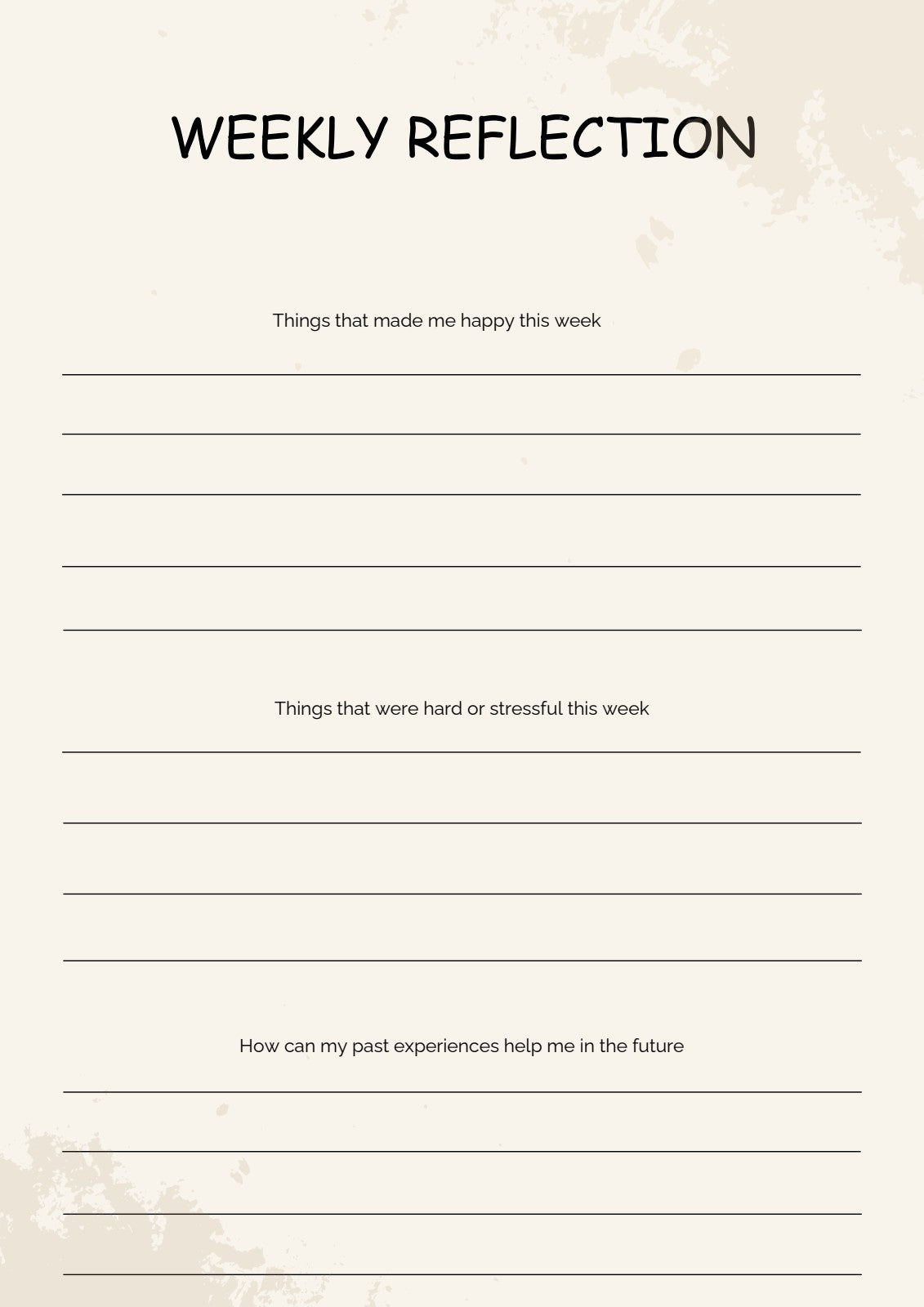 Weekly reflection page